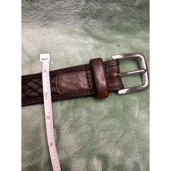 Cabelas Leather Belt Men 48 Top Grain Cowhide Basketweave Woven Inlay Brown 2928 - Picture 7 of 8